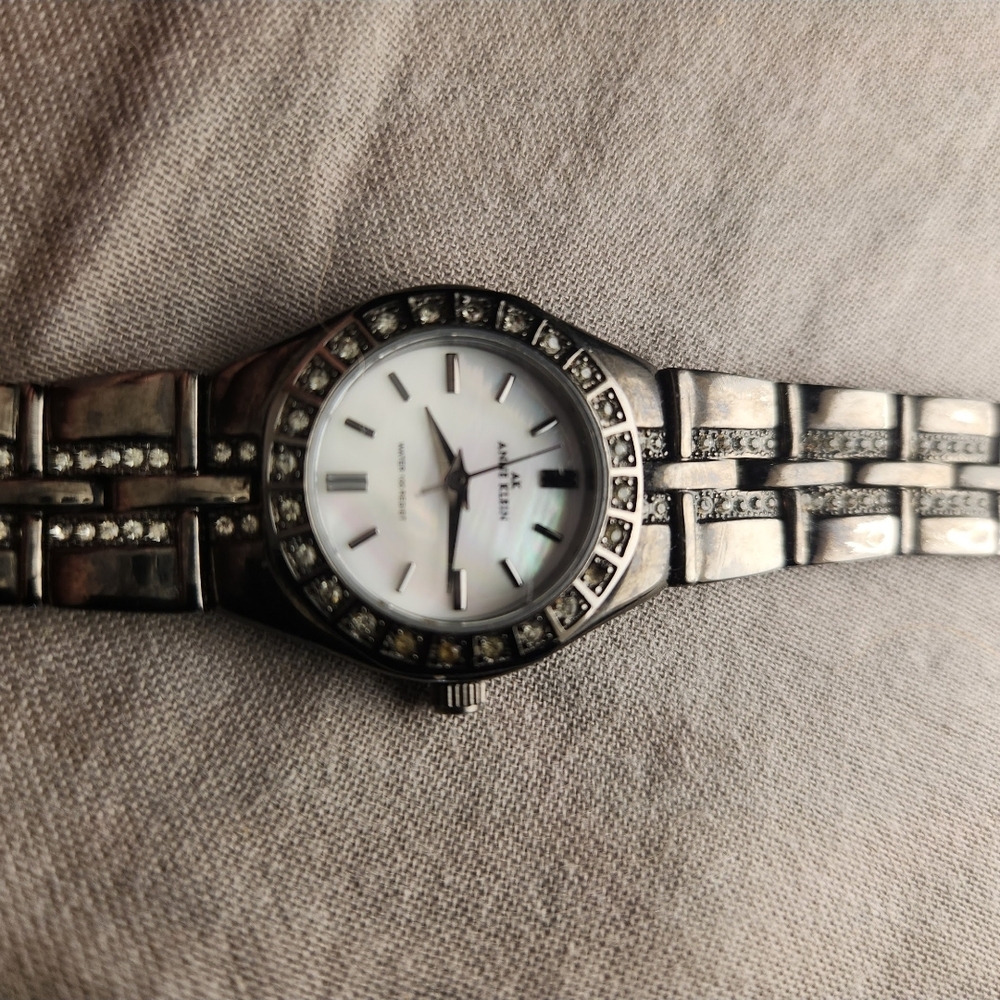 Silver Watch with Crystal Accents